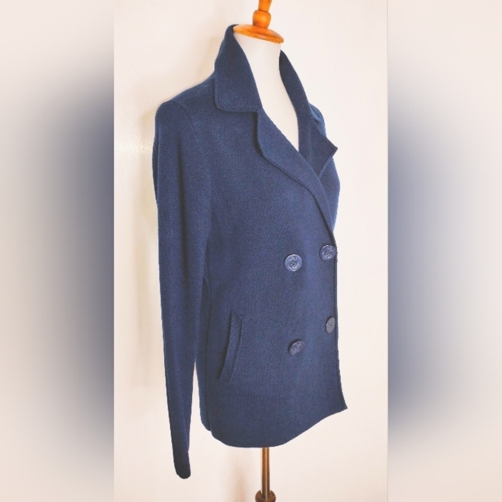 NAUTICAL NAVY KNIT DOUBLE BREASTED JACKET